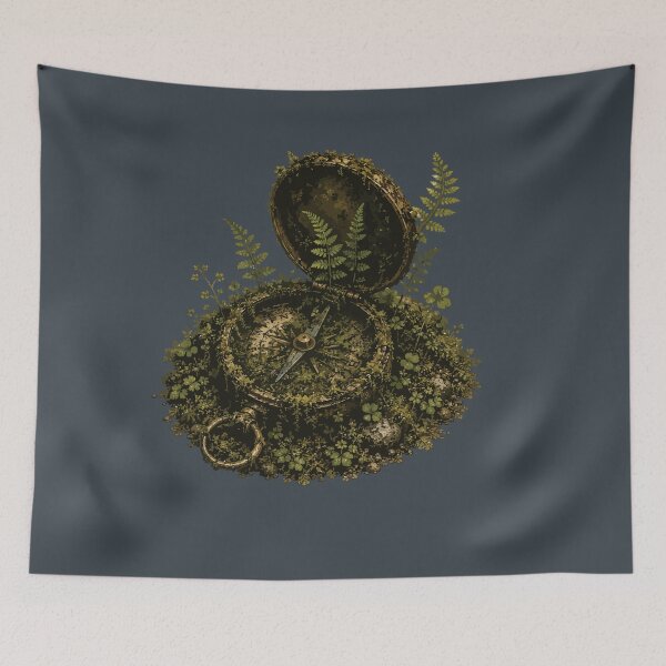 Item preview, Vintage Compass Reclaimed by Moss Woodland Nature Illustration designed and sold by SimplePoDesign.