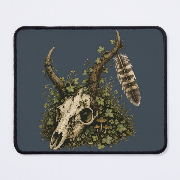 Item preview, Deer Skull with Feather and Ivy Woodland Nature Illustration designed and sold by SimplePoDesign.