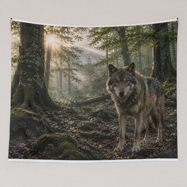 Item preview, Majestic Gray Wolf in Ancient Forest designed and sold by JMDG Studio.