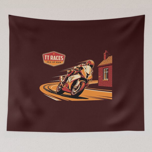 Item preview, Isle of Man TT Races Vintage Motorcycle Superbike Racing Illustration designed and sold by KiwiRider.