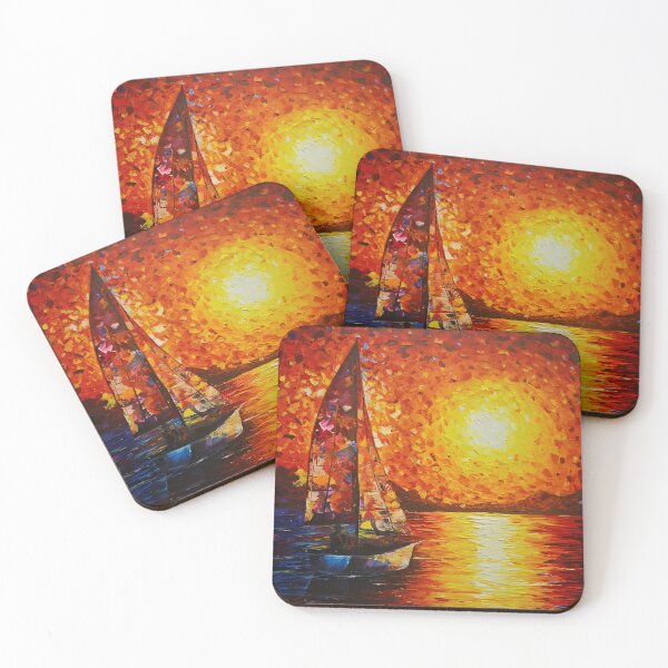 Item preview, Radiant Sailboat at Sunset – Vibrant Impressionist Ocean Painting designed and sold by Psycho-Crazy.