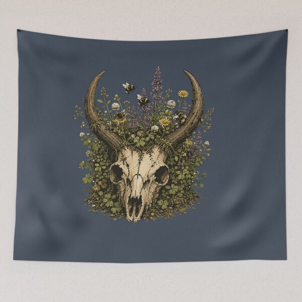 Item preview, Bee Garden Deer Skull Wildflower Nature Illustration designed and sold by SimplePoDesign.