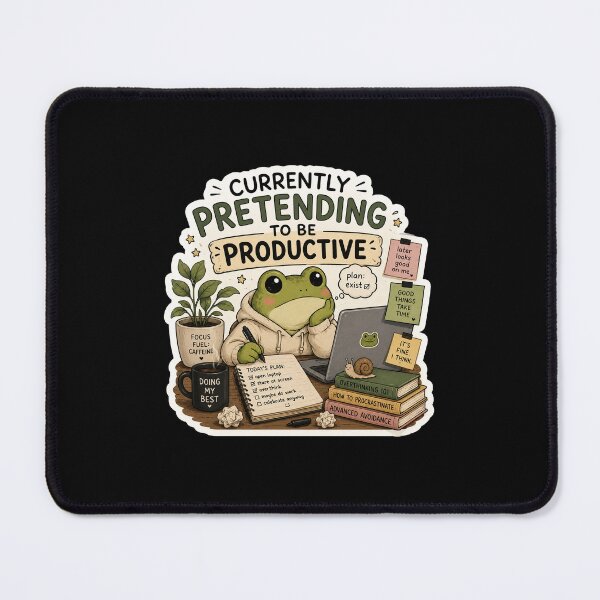 Item preview, Currently Pretending to Be Productive Funny Frog Sticker designed and sold by DESPOT07.