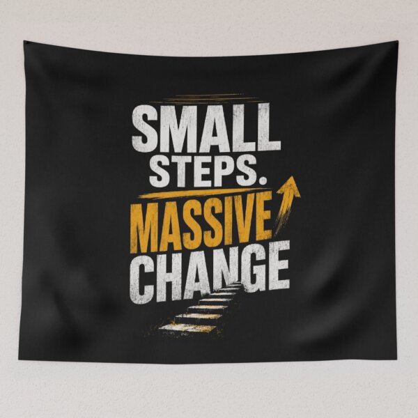 Item preview,  Small Steps Massive Change | Motivational Typography Quote designed and sold by v6ziix.
