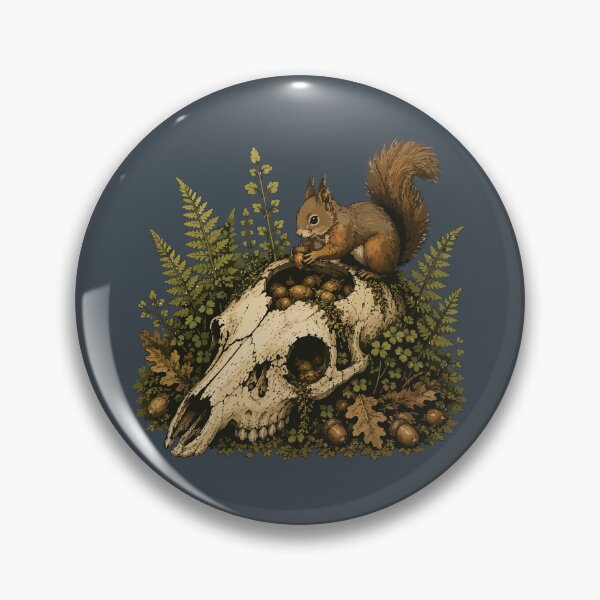 Item preview, Red Squirrel Collecting Acorns on Deer Skull Woodland Illustration designed and sold by SimplePoDesign.