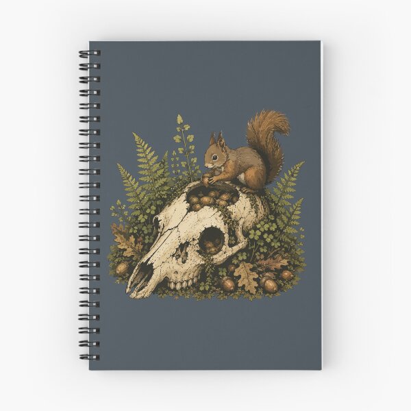 Item preview, Red Squirrel Collecting Acorns on Deer Skull Woodland Illustration designed and sold by SimplePoDesign.
