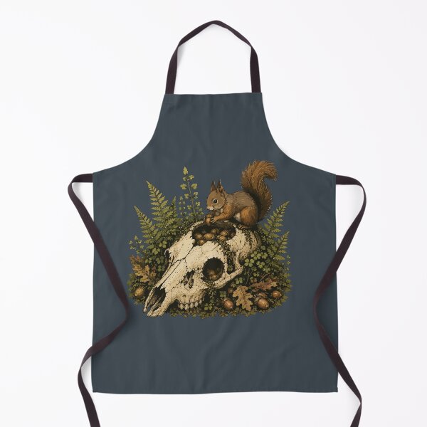Item preview, Red Squirrel Collecting Acorns on Deer Skull Woodland Illustration designed and sold by SimplePoDesign.