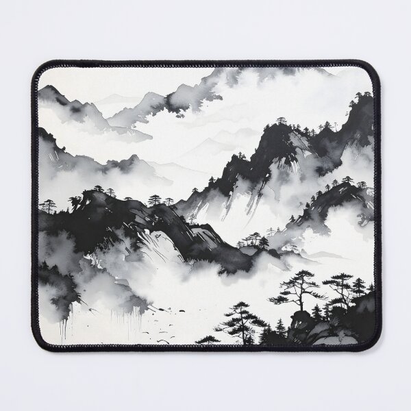 Item preview, Misty Japanese Mountains Ink Wash Landscape designed and sold by BetweenForms.