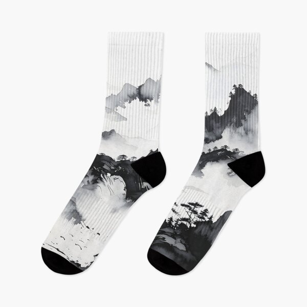 Item preview, Misty Japanese Mountains Ink Wash Landscape designed and sold by BetweenForms.