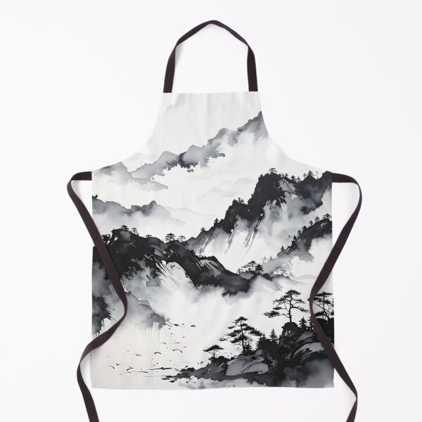 Item preview, Misty Japanese Mountains Ink Wash Landscape designed and sold by BetweenForms.