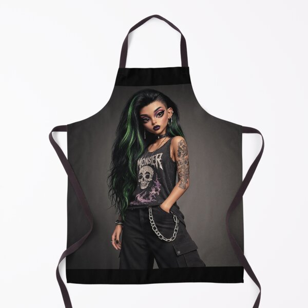 Item preview, Cool Punky Goth girl character tattoos vest top chain art designed and sold by Vintage Designs +.