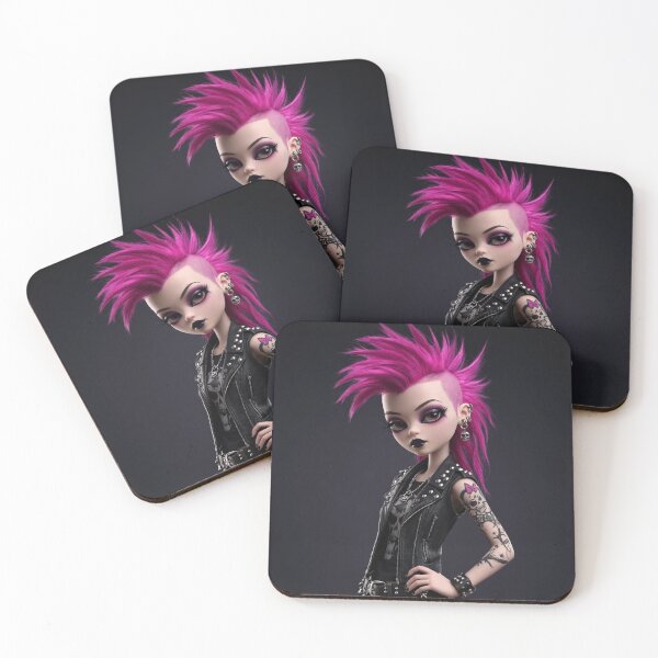 Item preview, Cool Punky Goth girl character tattoos corset mohawk girl art designed and sold by Vintage Designs +.