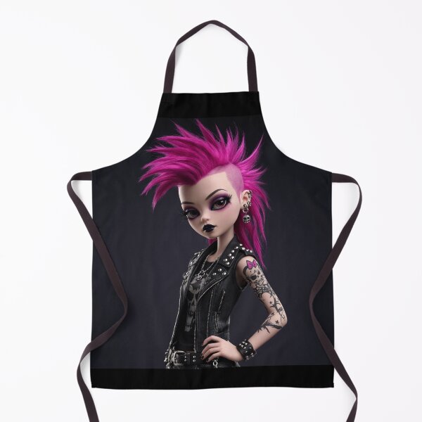 Item preview, Cool Punky Goth girl character tattoos corset mohawk girl art designed and sold by Vintage Designs +.