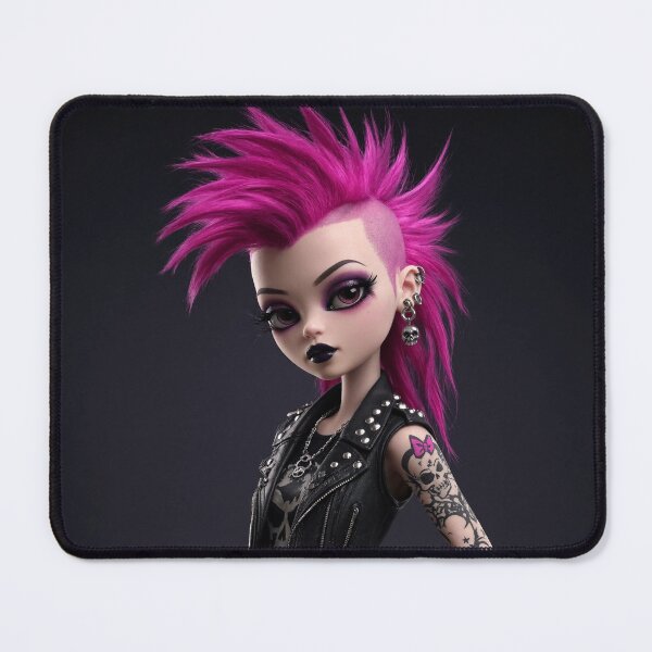 Item preview, Cool Punky Goth girl character tattoos corset mohawk girl art designed and sold by Vintage Designs +.