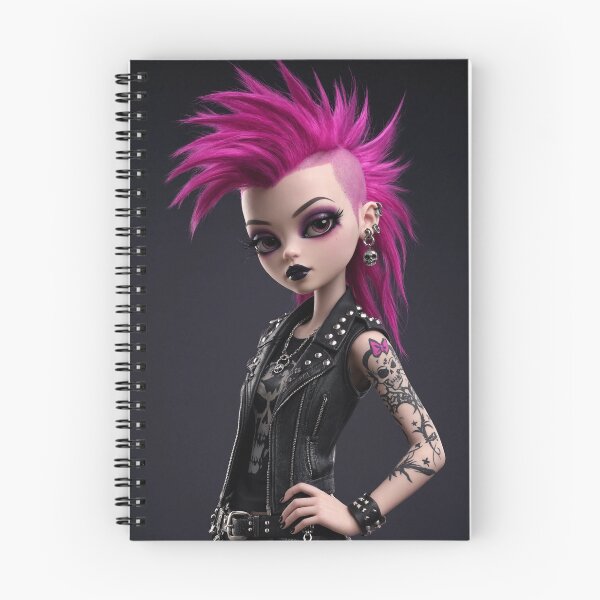 Item preview, Cool Punky Goth girl character tattoos corset mohawk girl art designed and sold by Vintage Designs +.