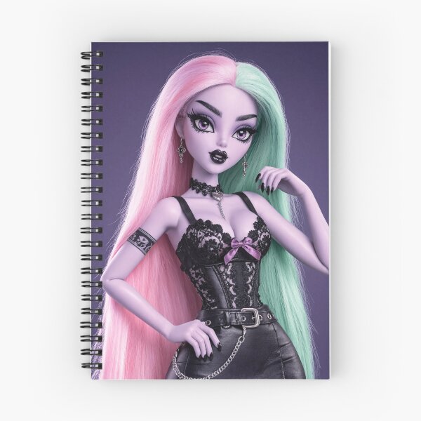 Item preview, Cool Punky Goth girl character tattoos corset dress chain art designed and sold by Vintage Designs +.