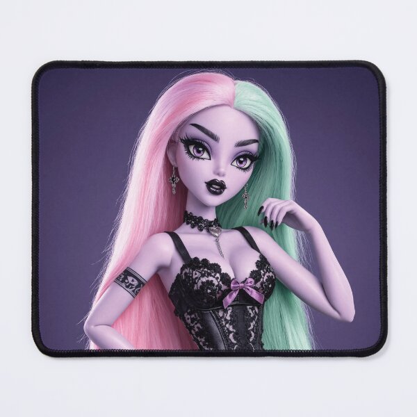 Item preview, Cool Punky Goth girl character tattoos corset dress chain art designed and sold by Vintage Designs +.