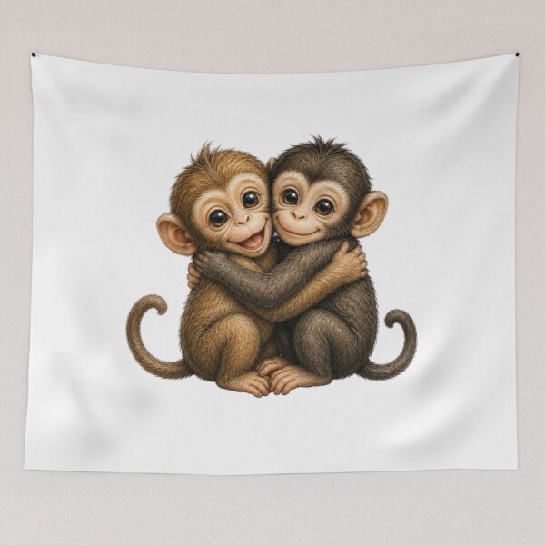 Item preview, Adorable Hugging Baby Monkeys designed and sold by Snurly.