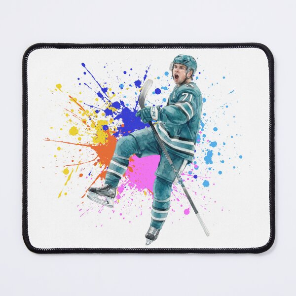 Item preview, Teal #71 Ice Hockey Player Goal Celebration Watercolor Art designed and sold by Turnersports.