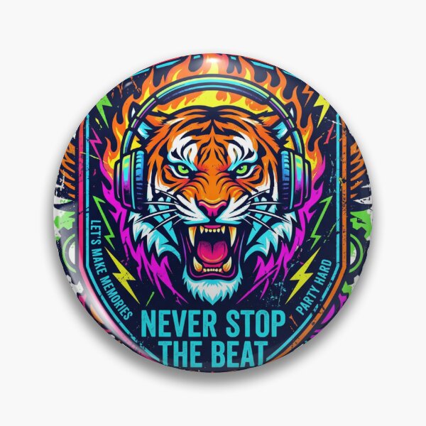Item preview, Wild Nights Neon Tiger DJ Never Stop The Beat EDM Art designed and sold by rich-moda.