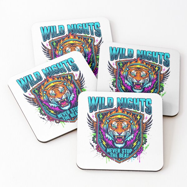 Item preview, Wild Nights Neon Tiger DJ Never Stop The Beat EDM Art designed and sold by rich-moda.