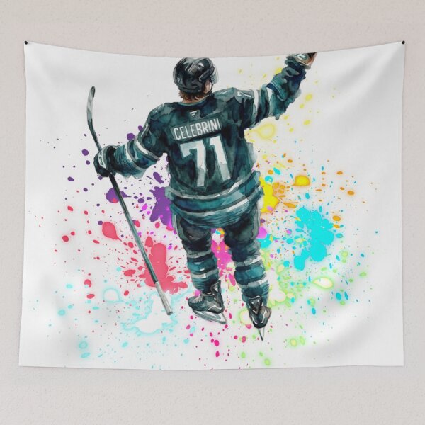 Item preview, Macklin Celebrini #71 Victory Celebration Watercolor Art designed and sold by Turnersports.