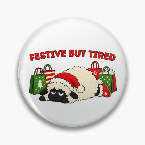Item preview, Festive but tired, cute sheep exhausted from Christmas shopping designed and sold by BritishDelights.