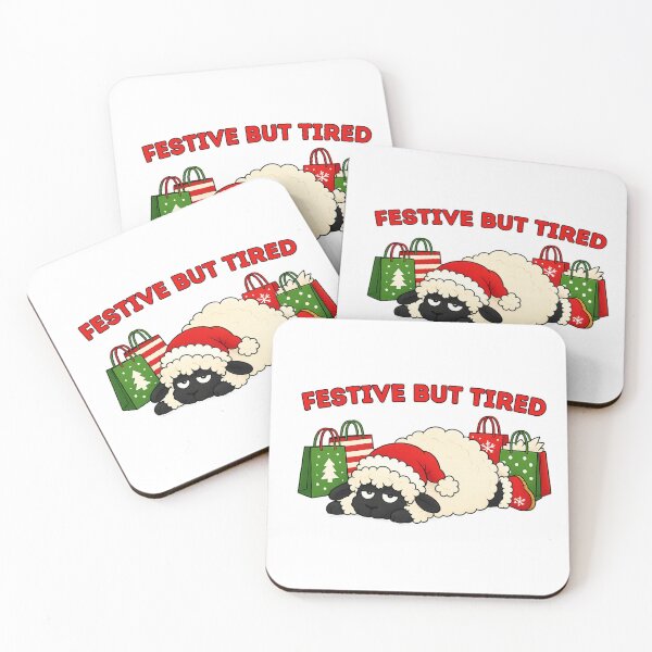 Item preview, Festive but tired, cute sheep exhausted from Christmas shopping designed and sold by BritishDelights.
