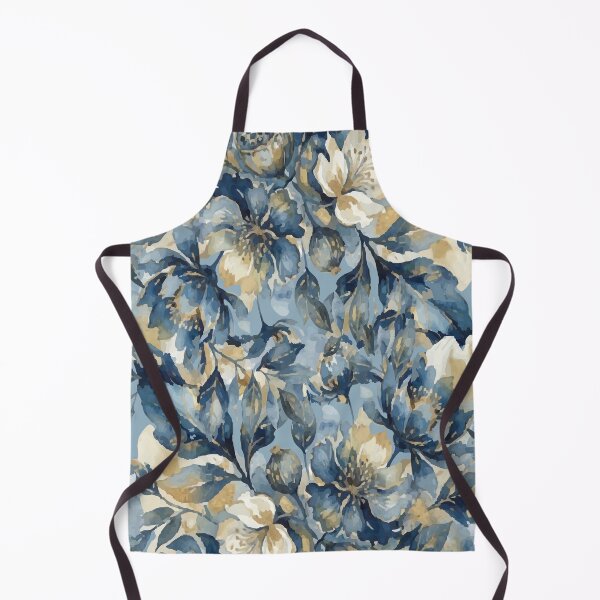 Item preview, Moody Indigo Blue & Gold Floral Pattern designed and sold by FawnFeatherCo.