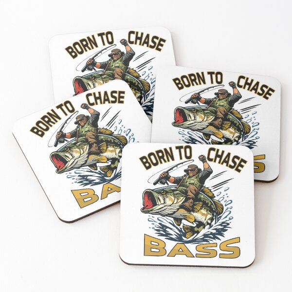 Item preview, Bass fishing Illustration in logo style with custom text "Born to Chase Bass". designed and sold by Art-Horizon.