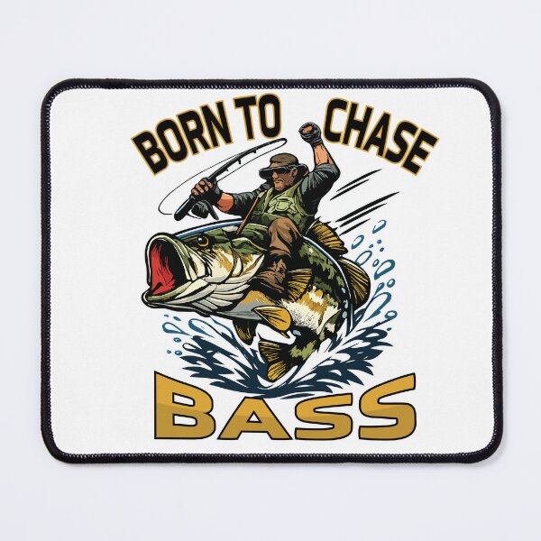 Item preview, Bass fishing Illustration in logo style with custom text "Born to Chase Bass". designed and sold by Art-Horizon.