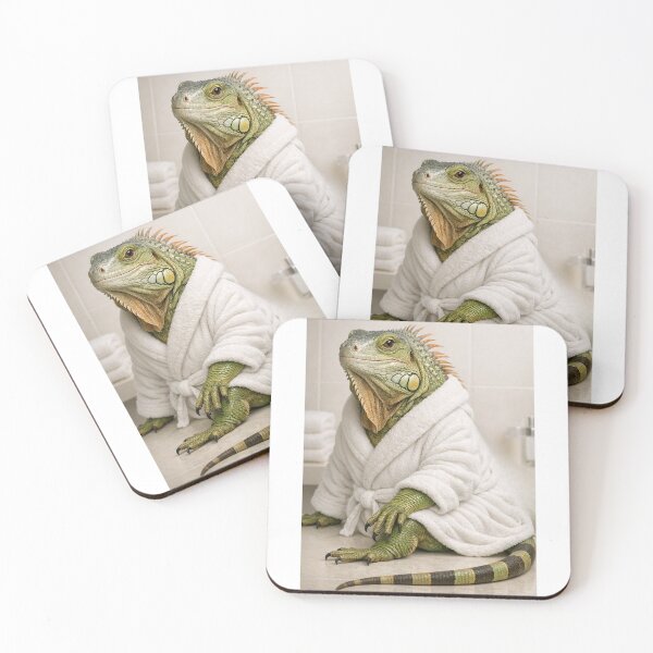 Item preview, Cozy Bathrobe Green Iguana designed and sold by Sillytoe.