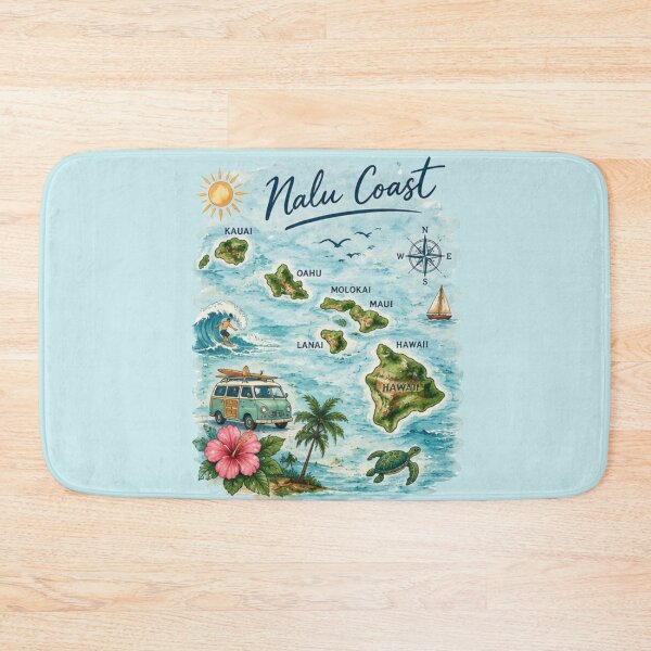 Item preview, Nalu Coast Hawaii Island Map | Tropical Surf Travel Design designed and sold by Nalu Coast.