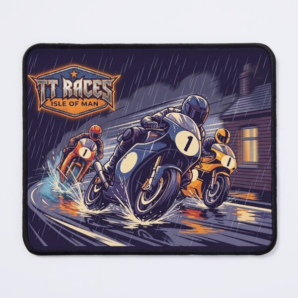 Item preview, Isle of Man TT Races Vintage Motorcycle Rain Racing Illustration designed and sold by KiwiRider.