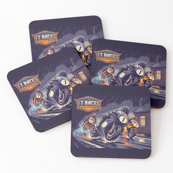 Item preview, Isle of Man TT Races Vintage Motorcycle Rain Racing Illustration designed and sold by KiwiRider.