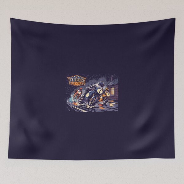 Item preview, Isle of Man TT Races Vintage Motorcycle Rain Racing Illustration designed and sold by KiwiRider.