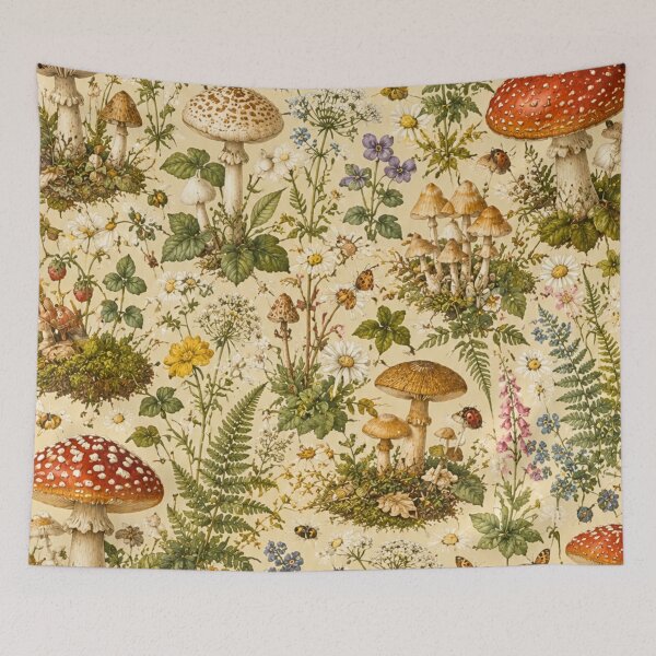 Item preview, Vintage Mushroom Meadow designed and sold by Gold&pixels.