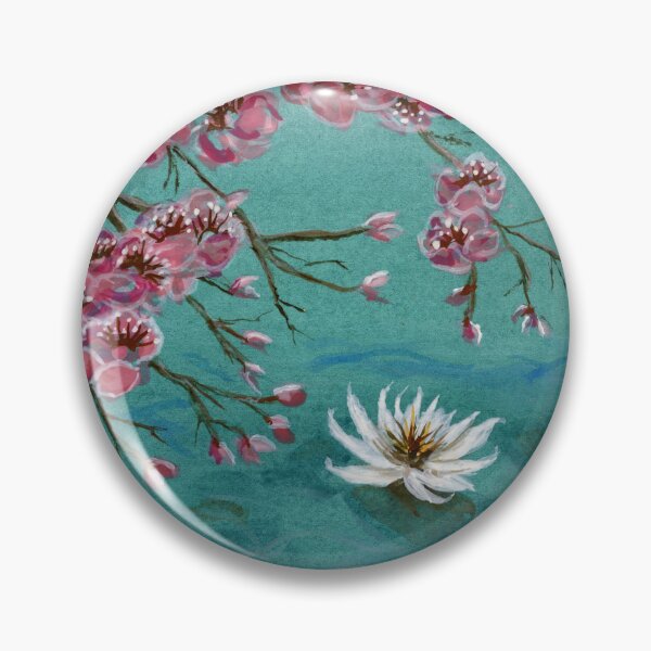 Item preview, Chinoiserie Cherry Blossoms and Water Lilies designed and sold by LymphomaLass.
