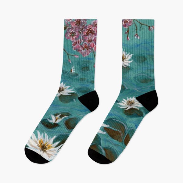Item preview, Chinoiserie Cherry Blossoms and Water Lilies designed and sold by LymphomaLass.