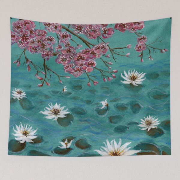 Item preview, Chinoiserie Cherry Blossoms and Water Lilies designed and sold by LymphomaLass.
