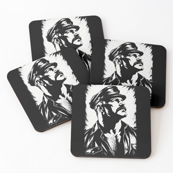 Item preview, Leather Master Head – Bold Black & White Stencil Portrait designed and sold by Shirts With Pride.