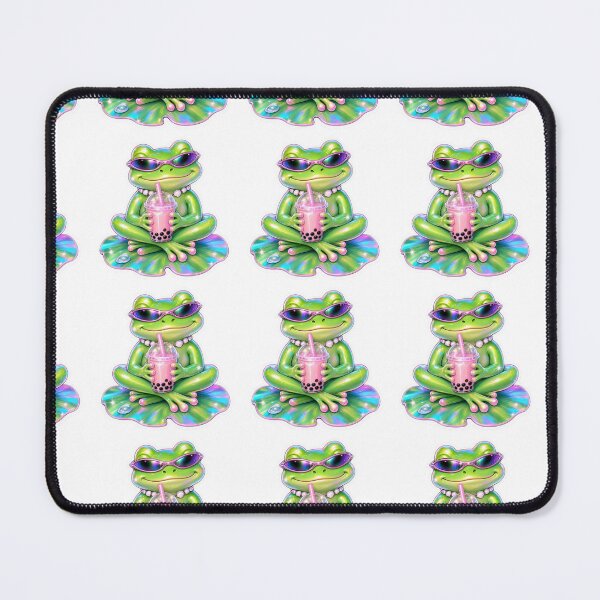 Item preview, Cute Kawaii Frog Drinking Pink Bubble Tea | Holographic Aesthetic Frog Sticker designed and sold by Arrow2025.