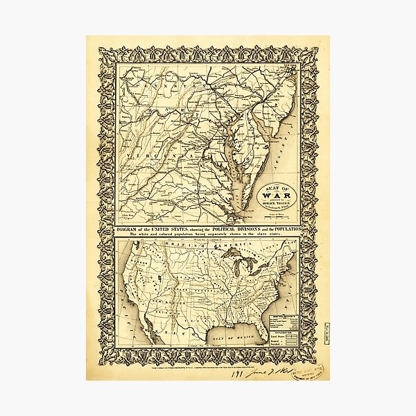 Item preview, Seat of War, Civil War Map (1861) designed and sold by allhistory.