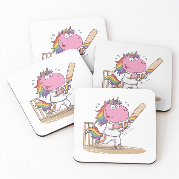 Item preview, Cute pink unicorn Cricket player Rainbow design,  Sports Gift designed and sold by BobaTeeStore.