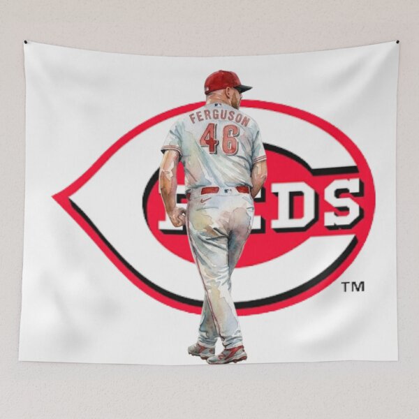 Item preview, Watercolor Art of Baseball Pitcher #46 Ferguson with Reds Logo designed and sold by Turnersports.