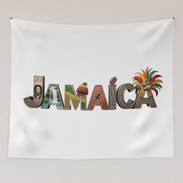 Item preview, Jamaica Typography – Reggae, Coffee & Caribbean Culture Travel Design designed and sold by VladisWorld.