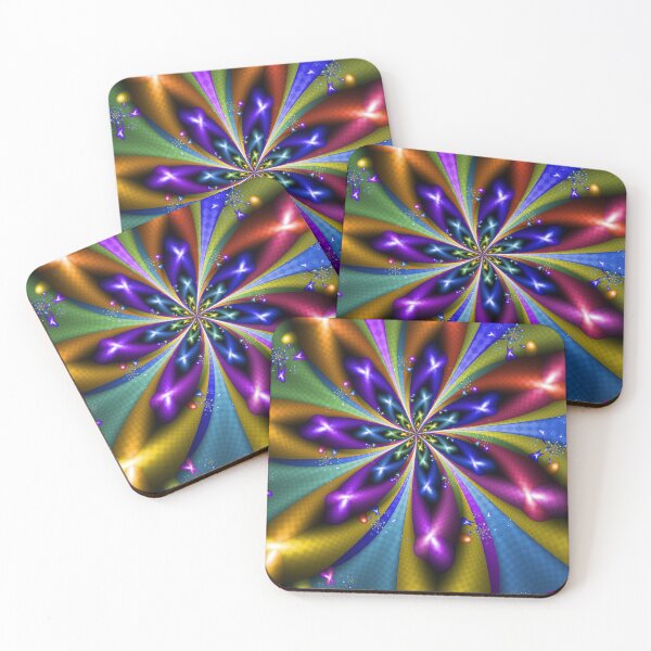 Item preview, Rainbow Abstract Fractal Flower and Starburst Mandala designed and sold by pinkal.