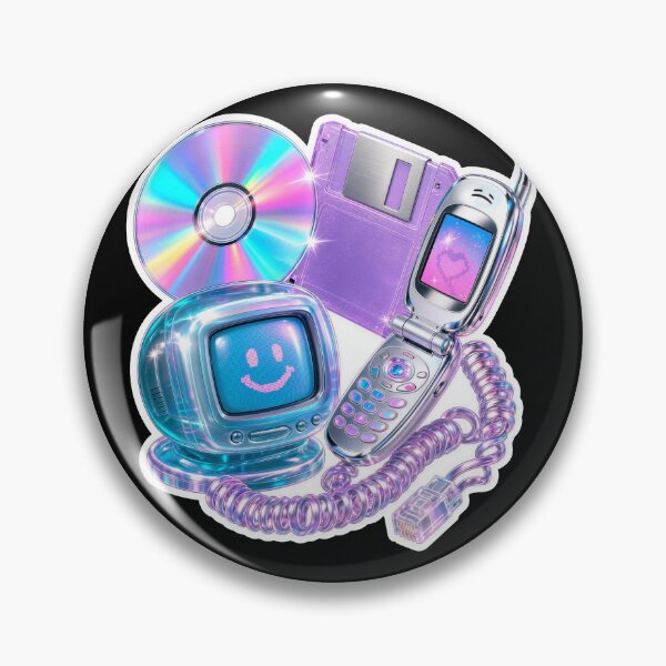 Item preview, Y2K Retro Tech Aesthetic Sticker | Flip Phone, Floppy Disk, CD & Cute CRT Computer designed and sold by Arrow2025.