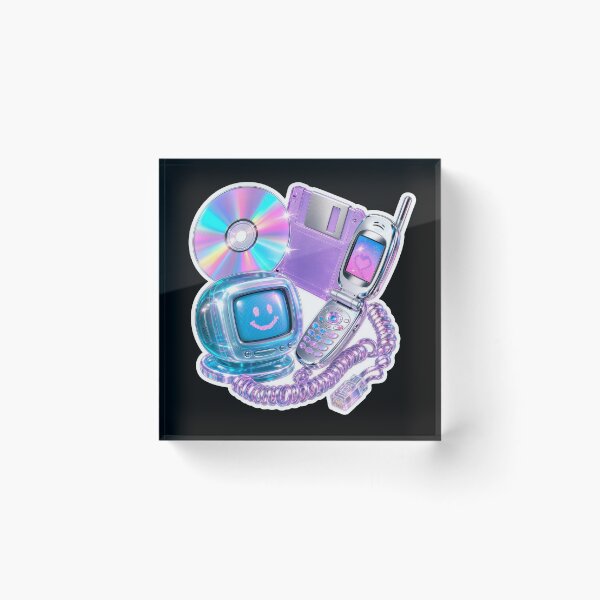 Item preview, Y2K Retro Tech Aesthetic Sticker | Flip Phone, Floppy Disk, CD & Cute CRT Computer designed and sold by Arrow2025.