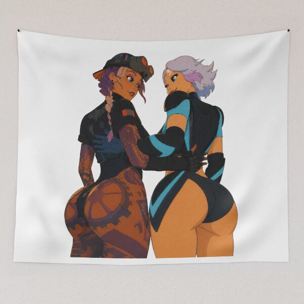 Item preview, Cyber Tactical Duo Pin-Up | Futuristic Heroine Team | Classic Western Animation Art designed and sold by  Hollow Moon Studios..